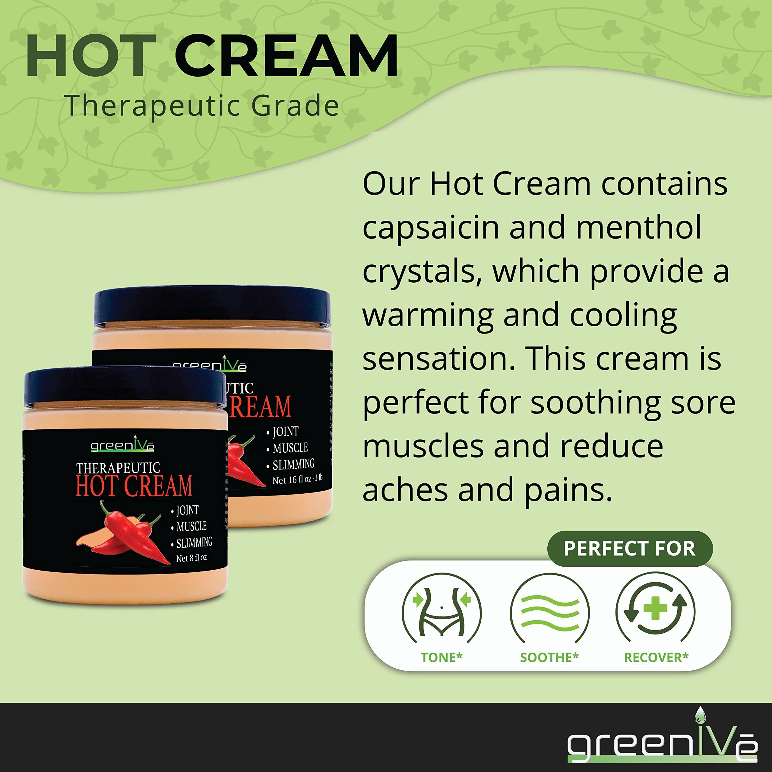 Greenive GreenIVe Hot Cream Massage Lotion for Joints Muscles and Skin Tighting Wraps Hot & Cold Sensation Bulk Jar (16oz Jar)