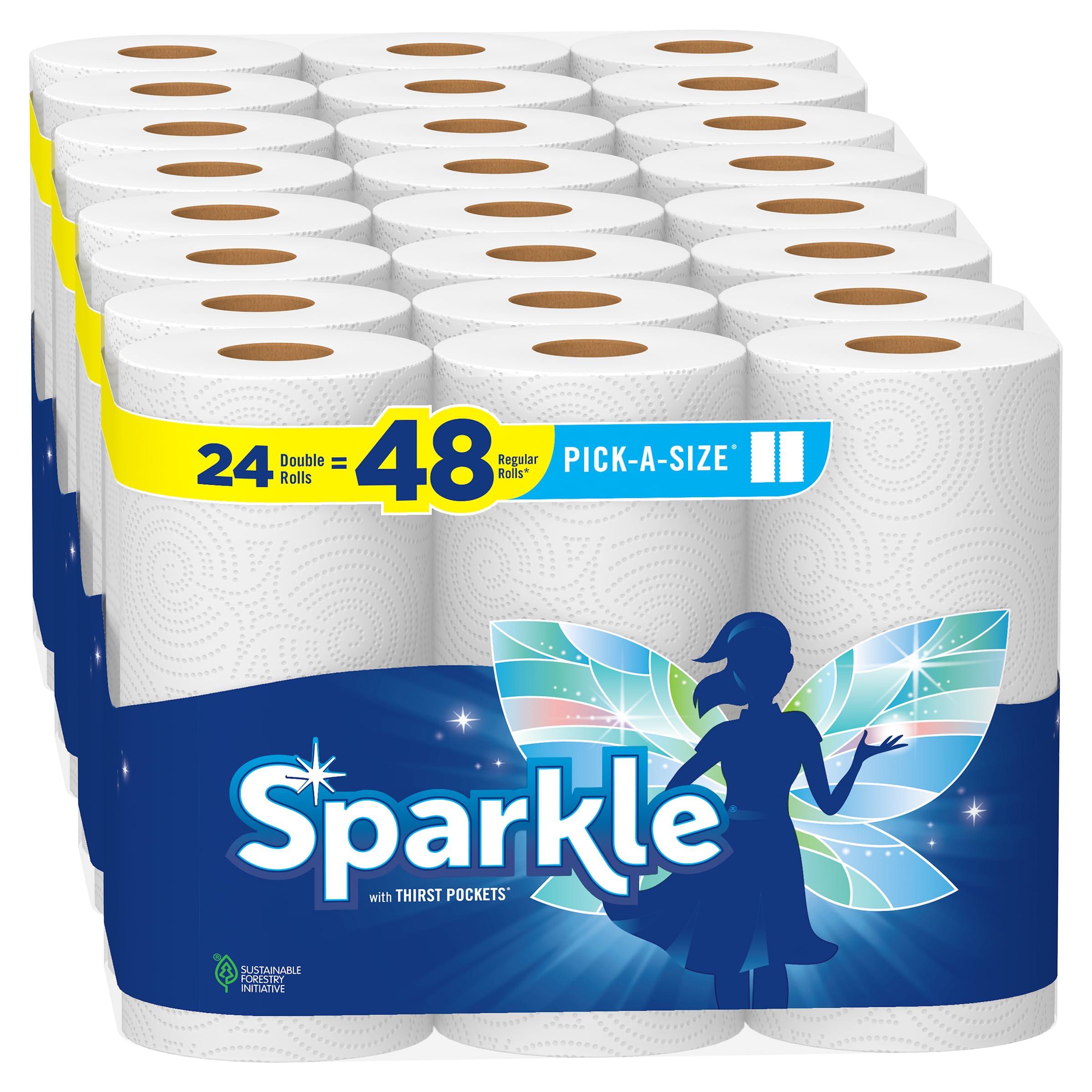 SPARKLE Sparkle Pick-A-Size Paper Towels, 24 Double Rolls = 48 Regular Rolls, Everyday Value Paper Towel with Full and Half Sheets