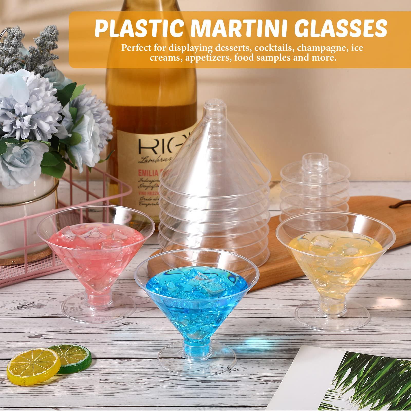 Yinkin Yinkin 100 Pcs Plastic Martini Glasses 2oz 5oz 7oz Clear Cocktail Dessert Parfait Glasses Unbreakable Mini Martini Cups for Wedding Party Bowl Wine Ice Cream (5 oz)