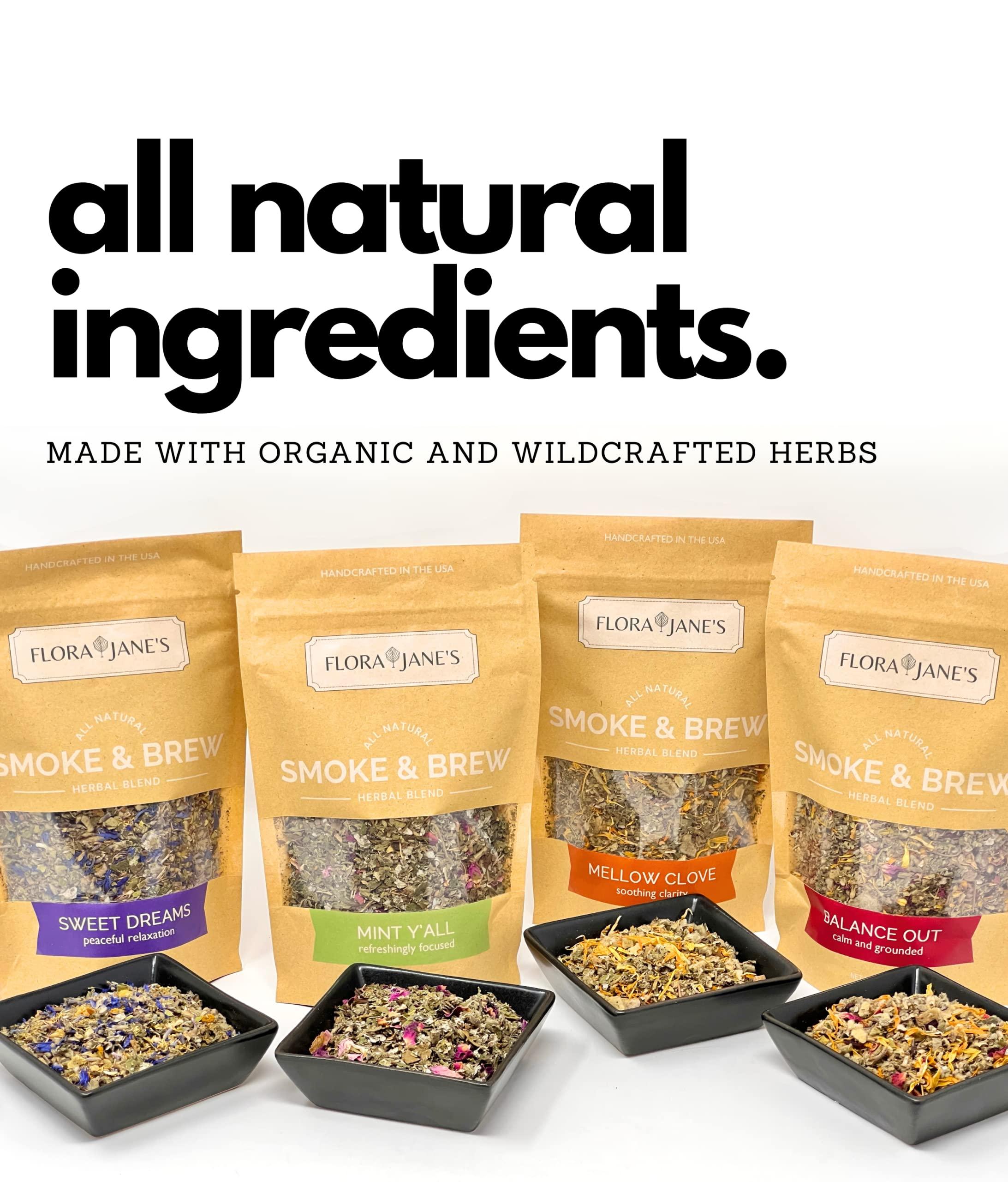 Flora Jane\'s Herbal Blend for Smoke and Tea - Smoke & Brew Sweet Dreams for Relaxation and Sleep - Lavender and Chamomile - Organic and Wildcrafted Herbs - 1oz