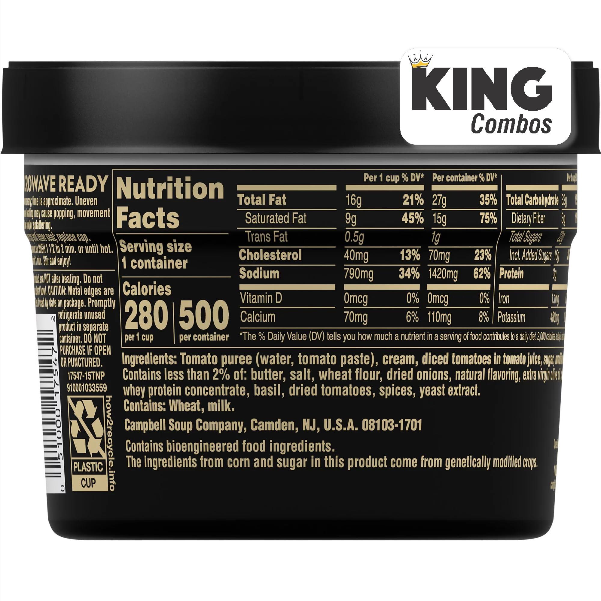 KING COMBOS Campbell\'s Slow Kettle Style Tomato & Sweet Basil Bisque, 15.5 oz. Tub + King Combos QR Code pack of (12)