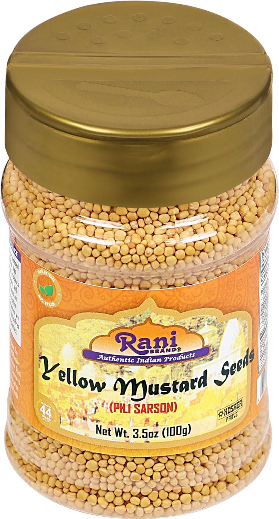 Rani Brand Authentic Indian Products Rani Yellow Mustard Seeds Whole Spice 3.5oz (100g) PET Jar ~ All Natural | Vegan | Gluten Friendly | NON-GMO | Kosher | Indian Origin