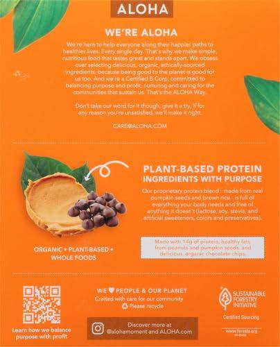 ALOHA ALOHA Organic Plant Based Protein Bars, Peanut Butter Chocolate Chip, 1.98-Ounce Bars, (Pack of 5)