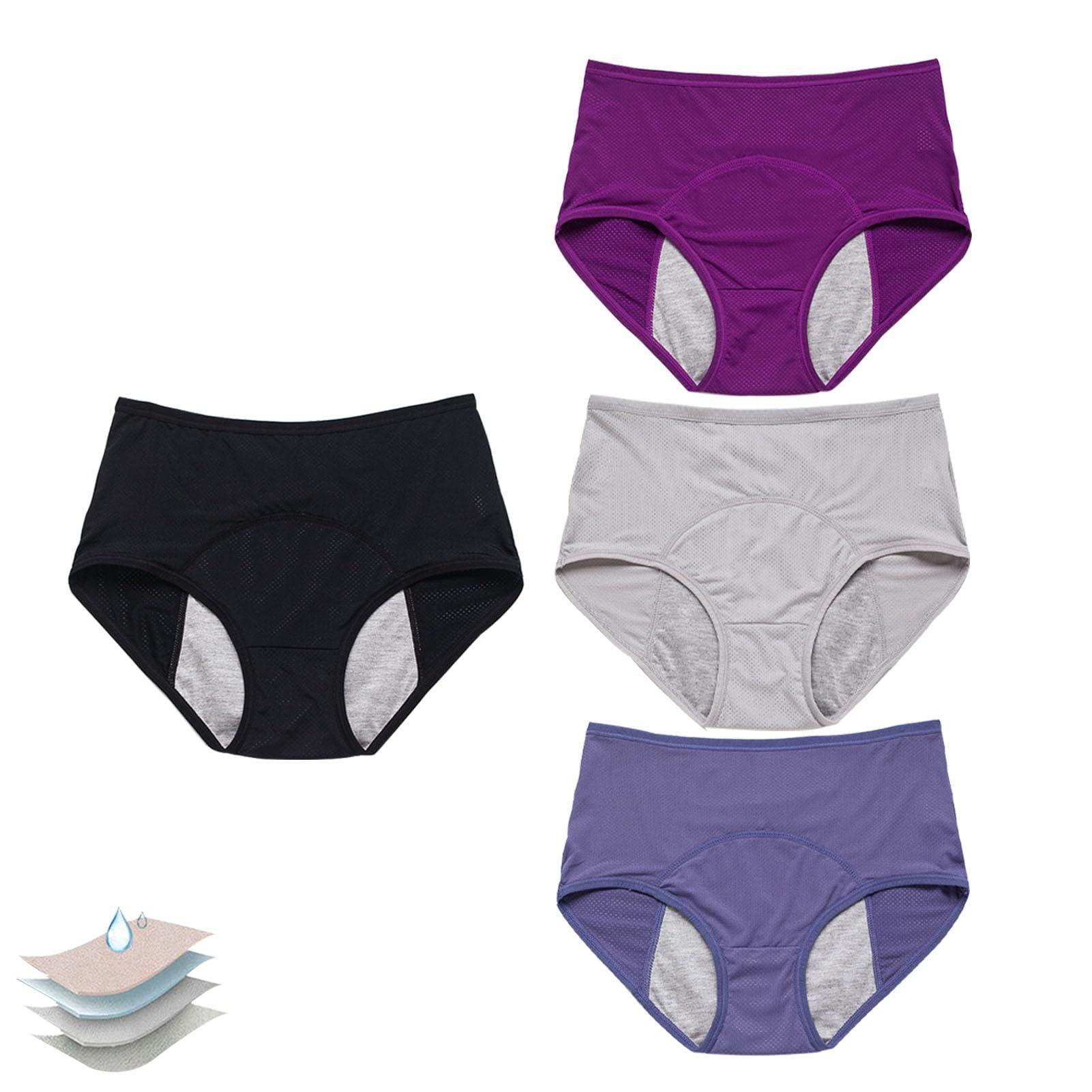 Ogvfunv Ogvfunv High Waist Incontinence Underwear for Women, Washable Incontinence Panties Women, Soft Middle Waisted Briefs 4pcs,A,XL