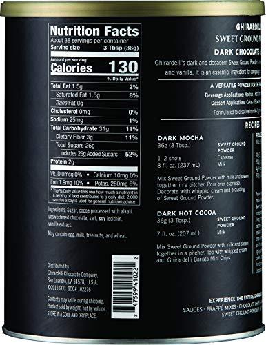 Ghirardelli Chocolate Company Ghirardelli Sweet Ground Premium Powder 3 Flavor Variety, 1-3 Pound Can Each, White Chocolate, Chocolate, and Dark Chocolate with Ghirardelli Stamped Barista Spoon