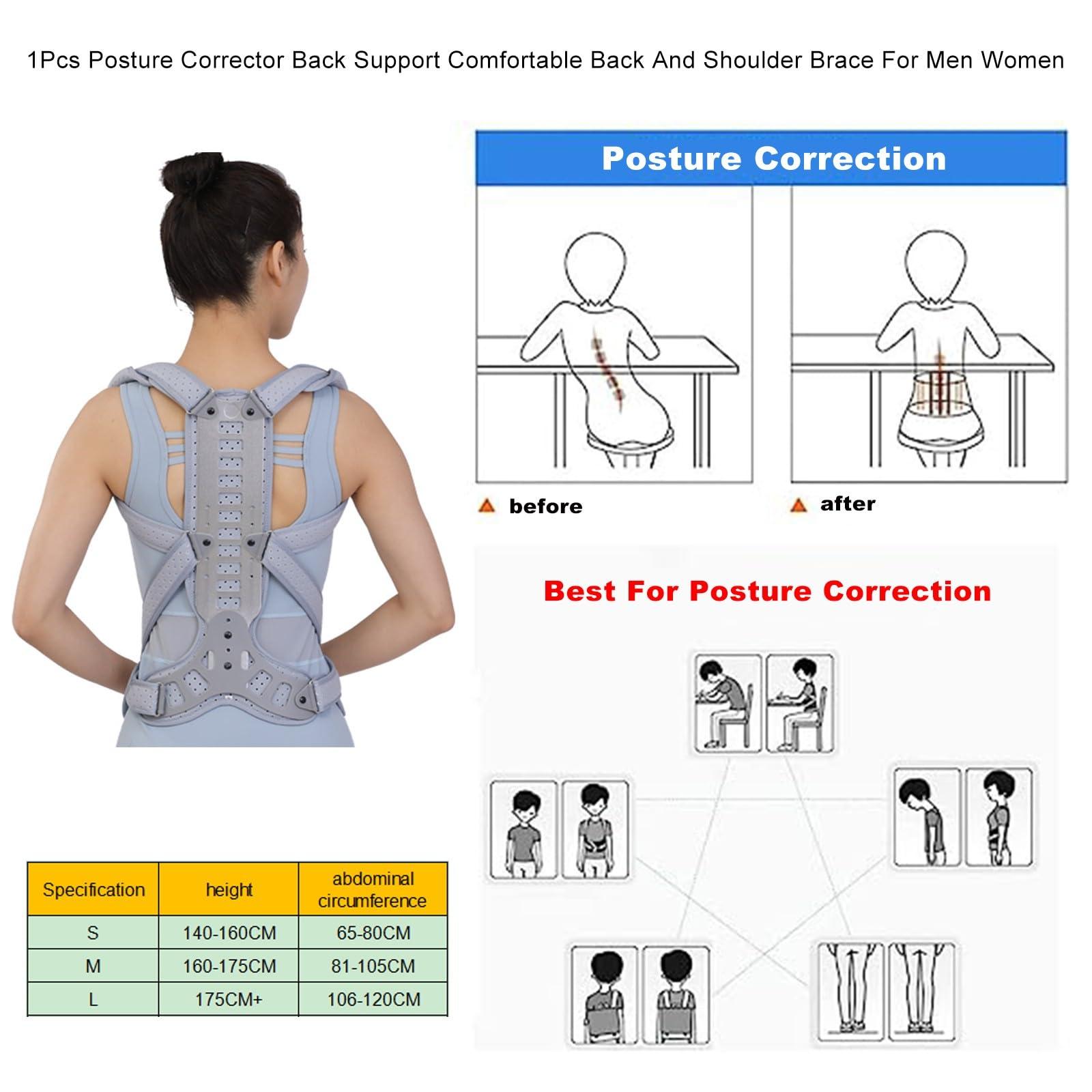 NICHOY NICHOY Back Brace Posture Corrector - Support for Neck Shoulder Upper and Lower Back Pain Relief,Posture Brace for Cervical Lumbar Spine,Fixed and Adjustable Spine Posture(A,M-M)
