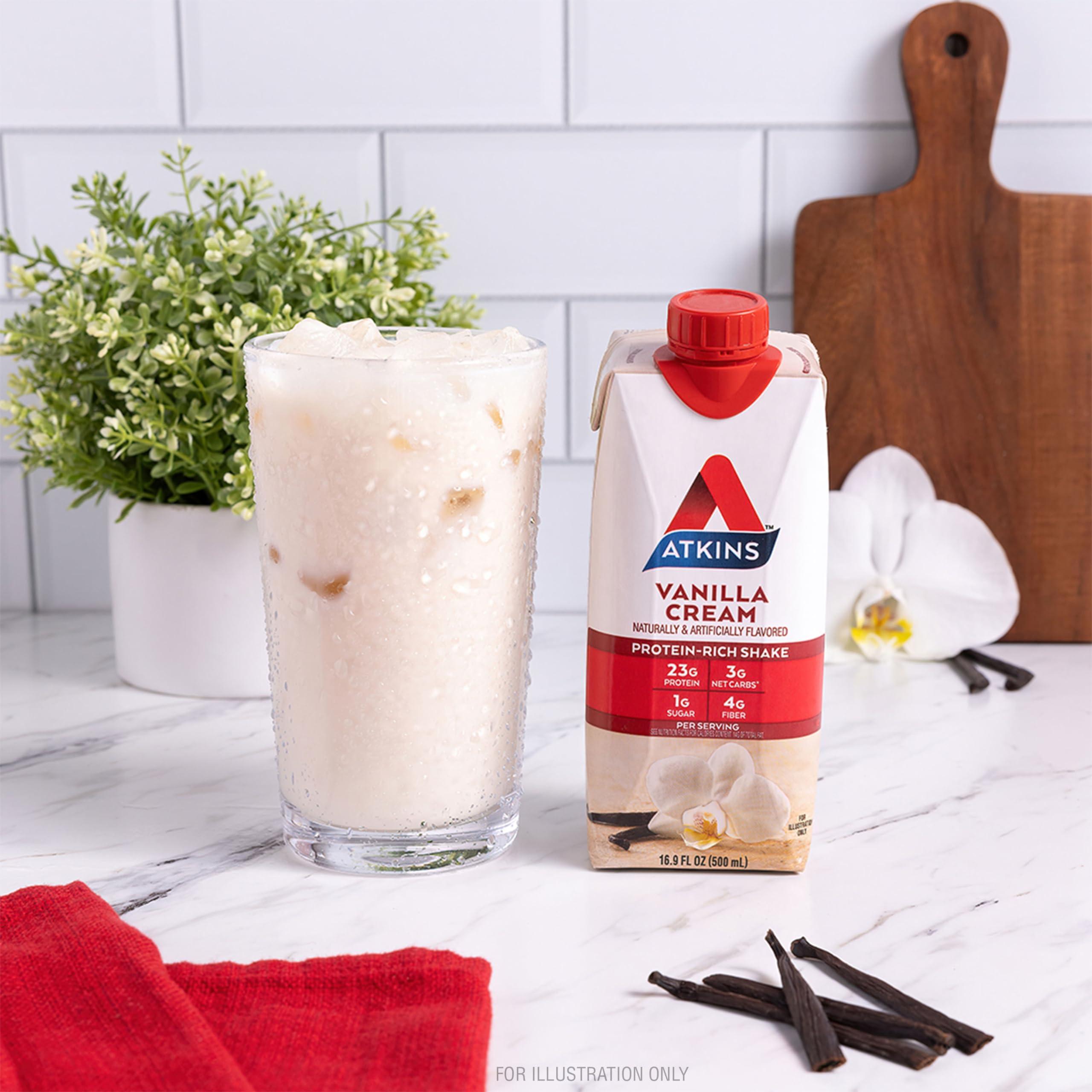 Atkins Atkins Vanilla Cream Meal Size Protein Shake, 23g Protein, Low Glycemic, 3g Carb, 1g Sugar, Keto Friendly