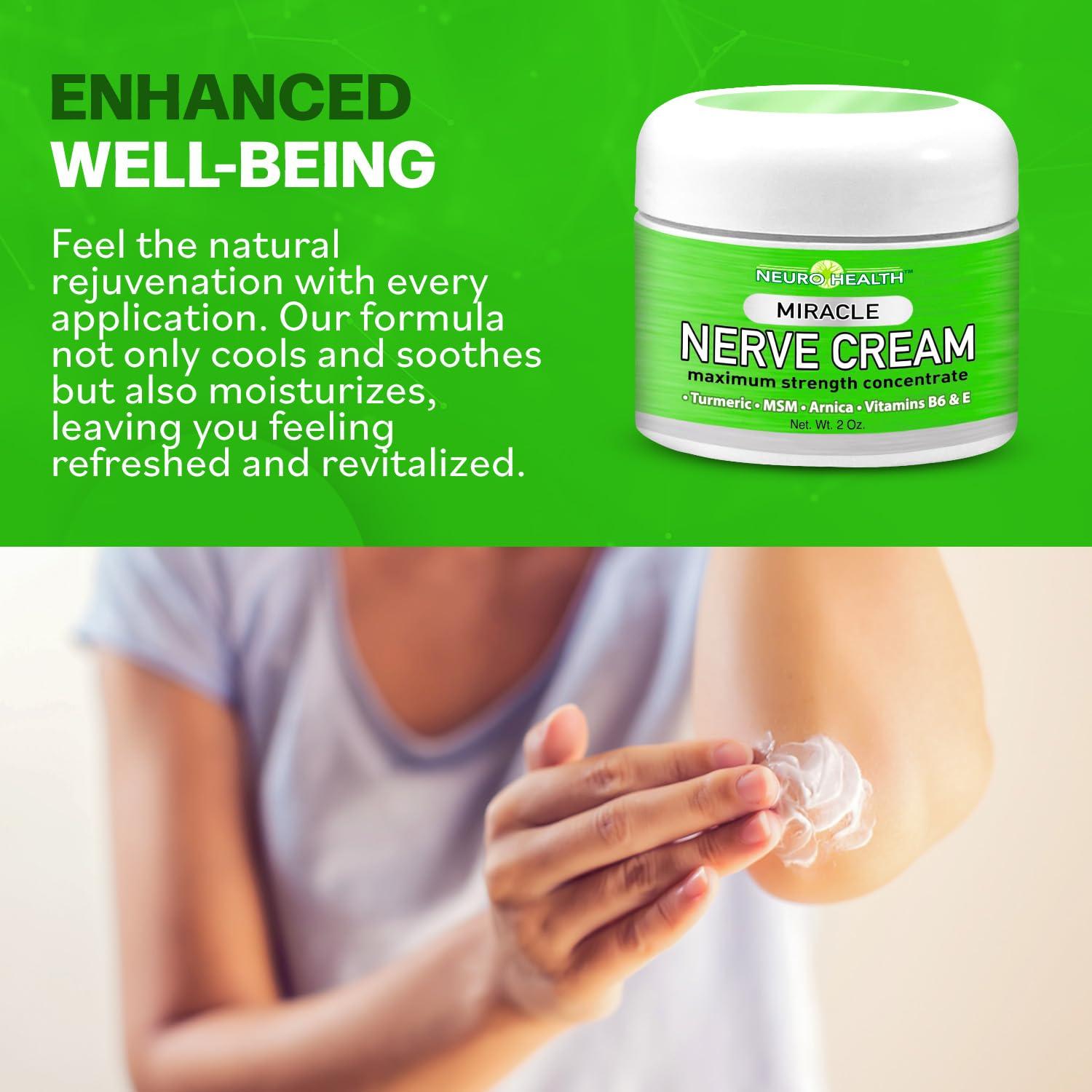 Neuro Health Miracle Nerve Cream - Maximum Strength - Turmeric and Arnica Blend for Neuropathy Discomfort Relief - Soothing Foot & Hand Formula with MSM, B6, E - Made in USA
