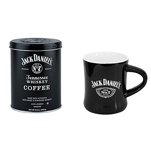 Jack Daniel\'s Jack Daniels Coffee and Mug Set (Black/White, 8.8 oz) - 100% Arabica - Medium Roasted Ground Coffee- Kosher - Official Licensed - 8 fl oz Mug