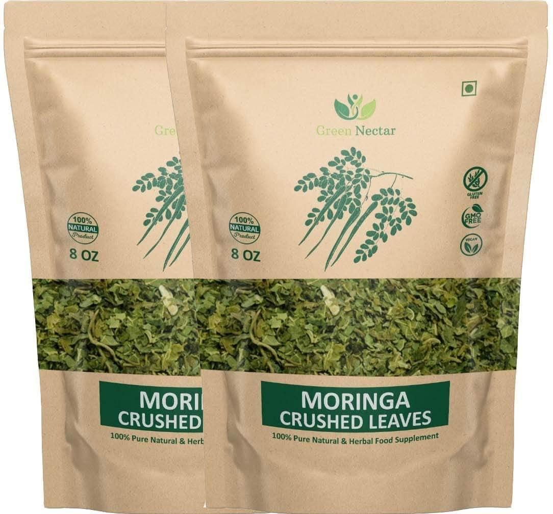 NineLife Basics Moringa Tea Cut Leaves 8 Ounces(0.5 lb), Rich Source of Antioxidants - Green Nectar (2 Pack - 16 Ounces)