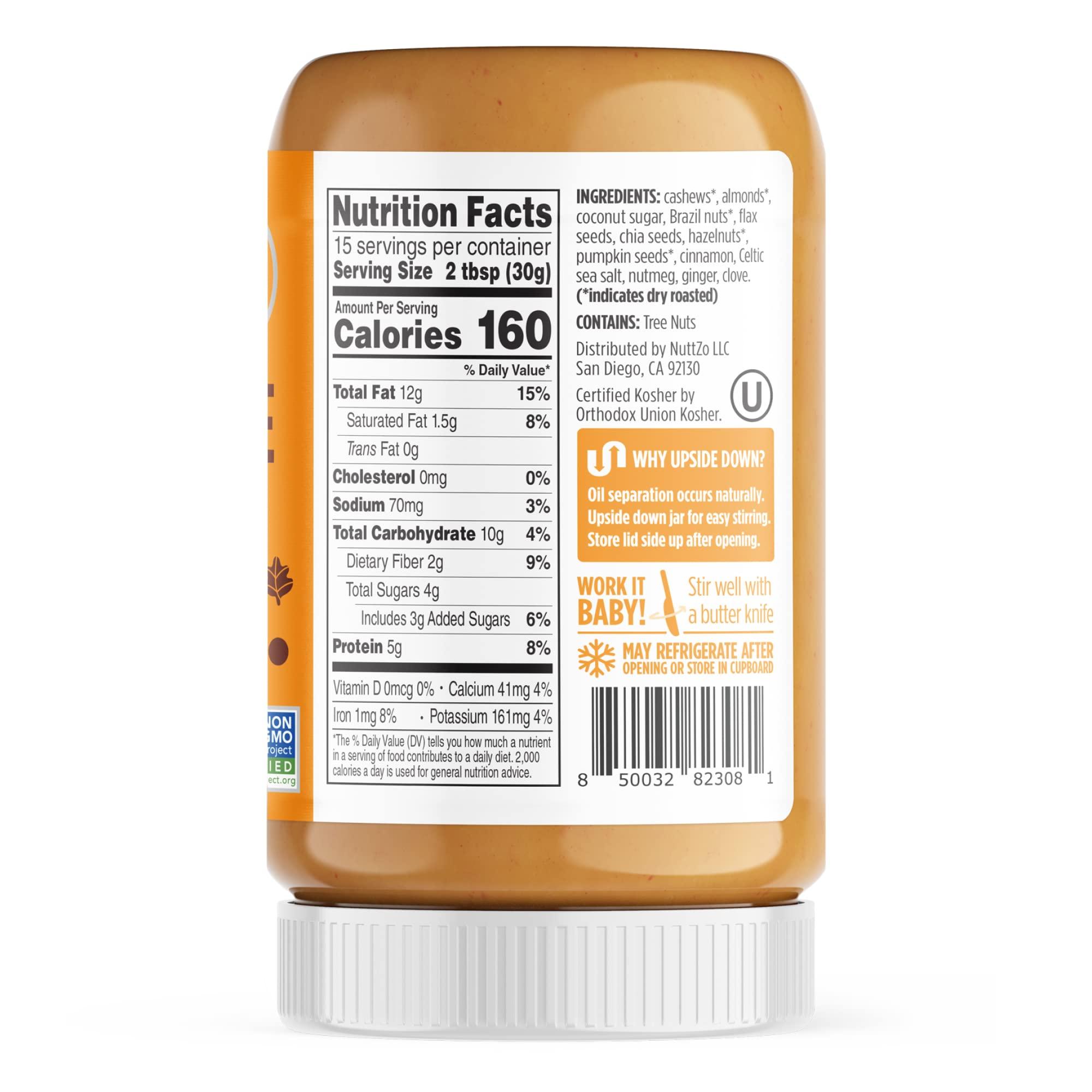 NuttZo NuttZo Special Edition Pumpkin Spice - 7 Nut and Seed Butter | cashews, almonds, Brazil nuts, flax seeds, chia seeds, pumpkin seeds & hazelnuts |5 g of Protein, 16 oz Jar