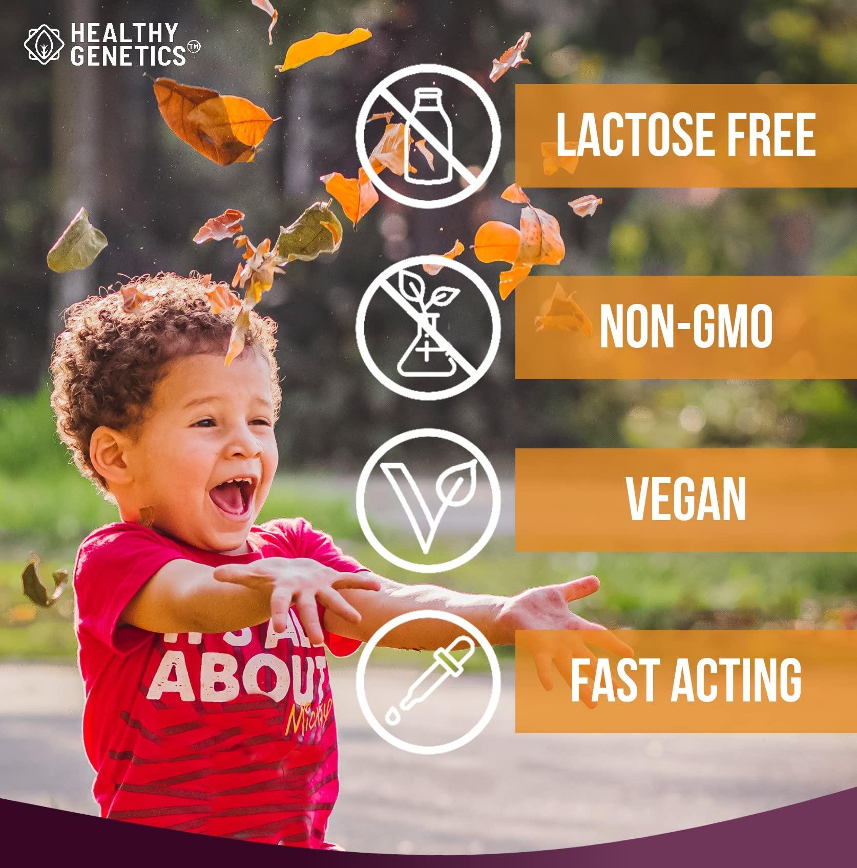 Healthy Genetics Healthy Genetics Liquid Probiotics for Kids & Toddlers | + Prebiotic + Ginger Root | Acidophilus Probiotic | Dairy Free | Vegan | Non-GMO | Gluten Free | 30-60 Servings