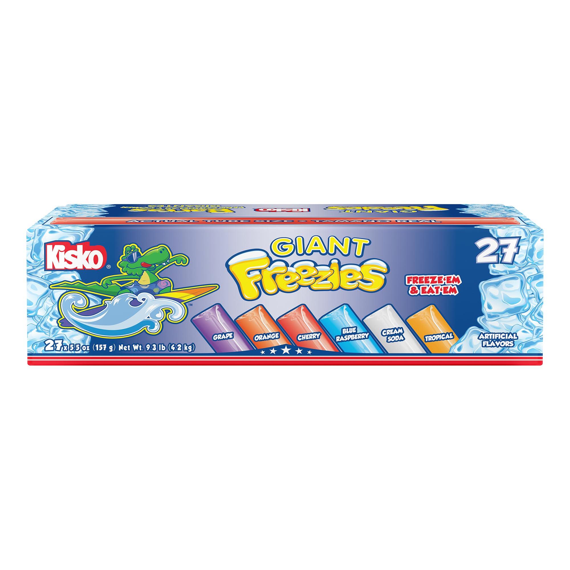 Kisko Kisko Freezies Ice Pops, Bulk Variety Giant Freezies, 27 Pieces