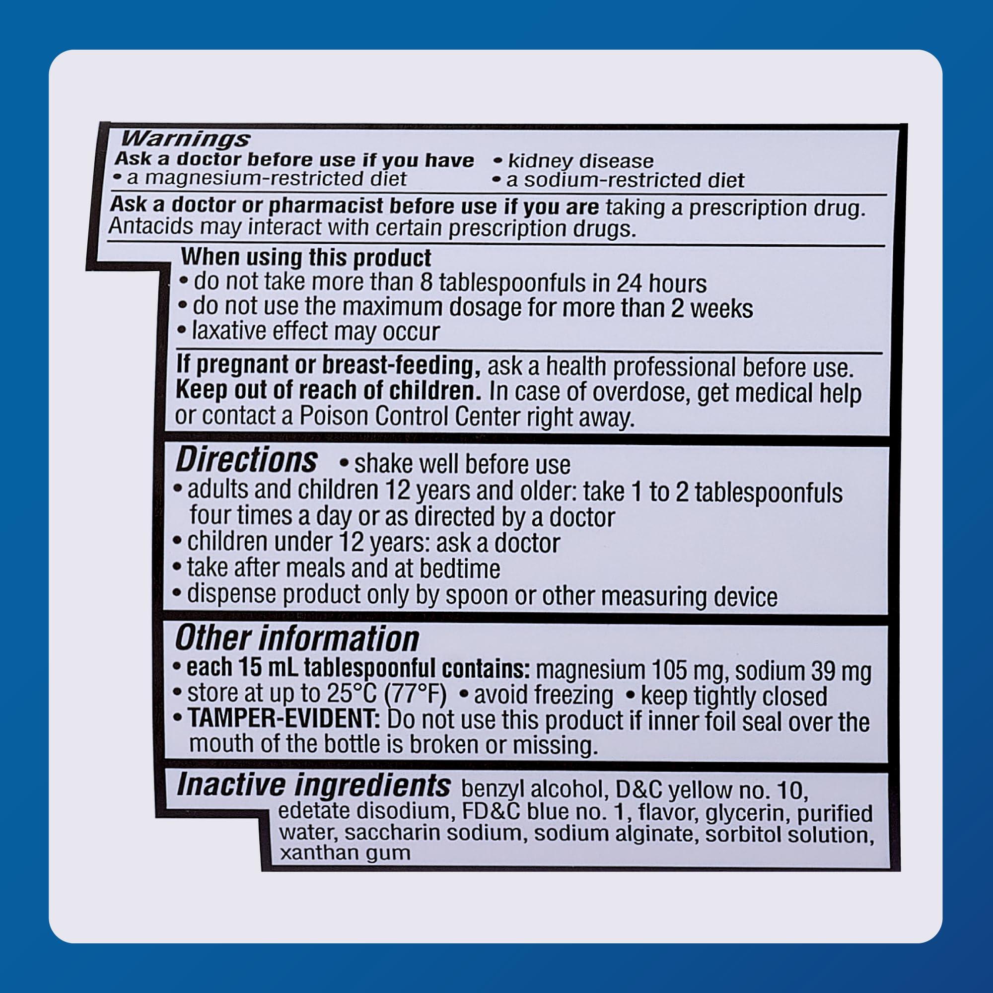 MAJOR MAJOR Acid Gone Antacid Liquid - Acid Reflux Medicine for Adults - Upset Stomach, Acid Indigestion, and Heartburn Relief - Spearmint Flavored - 12 Fl. Oz. (4 Pack)