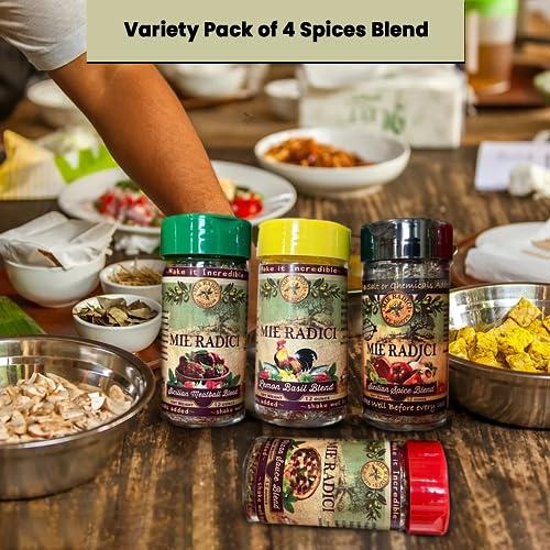Mie Radici Mie Radici Variety Pack of Spices Blends - Fresh Dried Herbs - No Salt or Chemicals Added - Comes in Various Flavors | Original Sicilian Spice, Award Winning Pizza Blend, Sicilian Meatball Blend (Lemon Basil + Meatball + Sicilian + Pizza Sauce)