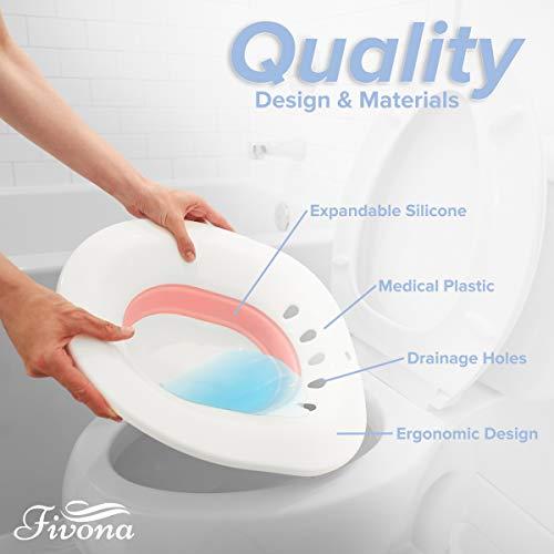 FIVONA Fivona Sitz Bath for Toilet Seat with Massage Hand Flusher; Postpartum Care and Hemorrhoid Treatment; BPA Free V-Steaming Kit; Perfect for Perineal Soak and Portable Bidet