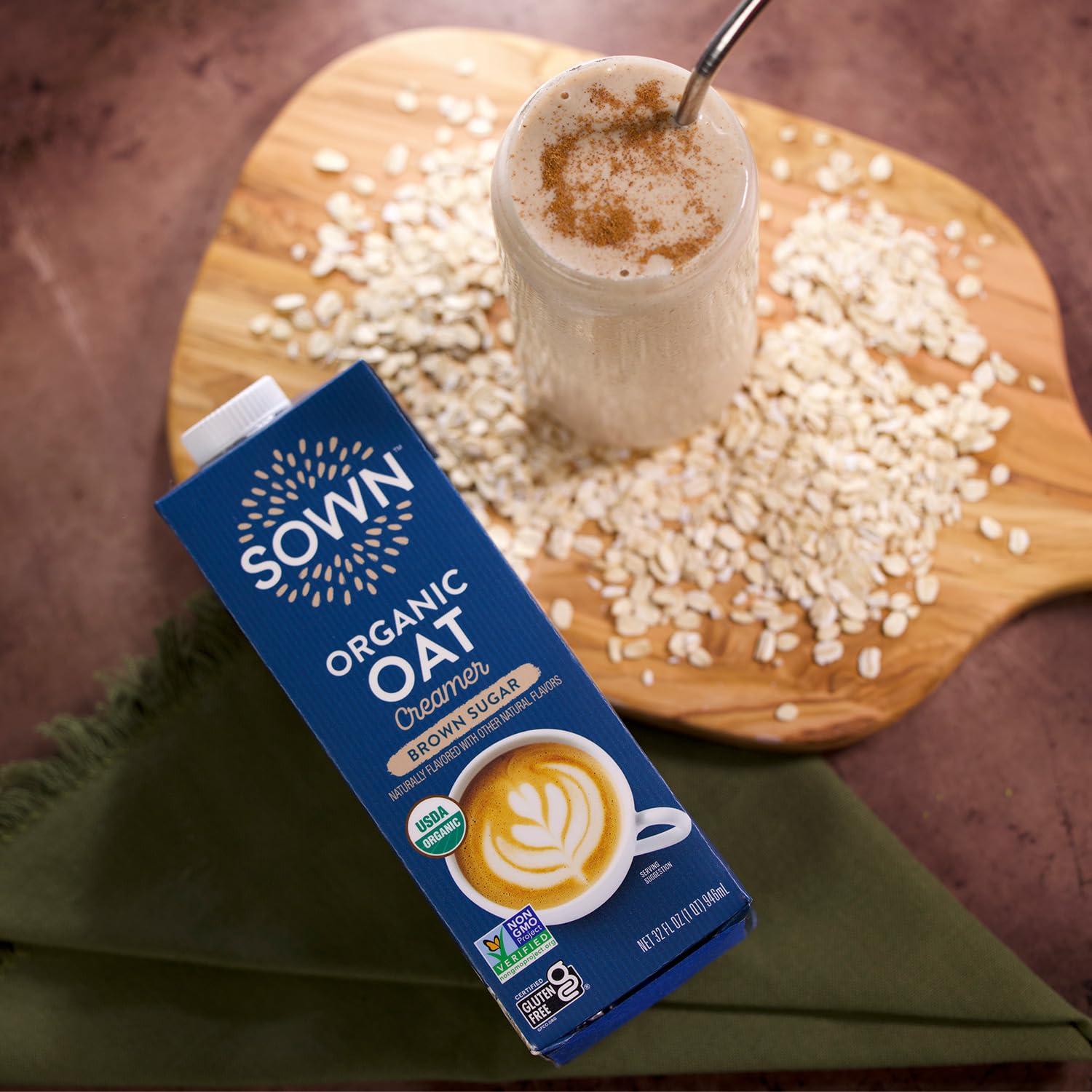 SOWN SOWN Organic Oat Creamer Brown Sugar - Barista Oat Milk Non Dairy Coffee Creamer - Plant Based, Dairy-Free, Vegan, Gluten-Free, Non-GMO, Shelf Stable - 32oz (Pack of 6)