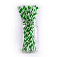 AMS Printing Jumbo Green/White UnWrapped Straws. Environmentally friendly Green Planet Paper Straws & Made from Certified approved Paper for Direct Food Contact. Size: .248\"x7.75\" 4,800 Straws