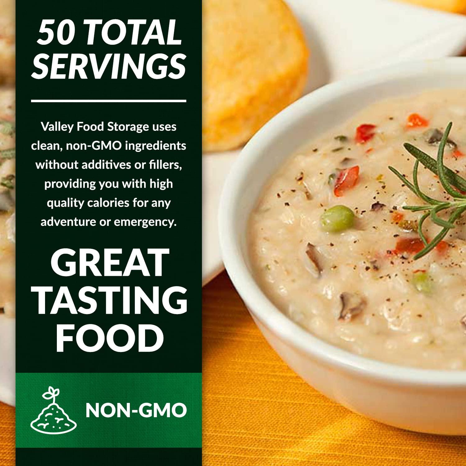 Valley Food Storage Pasta A La King 10-Bag Bucket, 50 Servings | Premium Emergency Food Supply 25 Year Shelf Life | Non-GMO Survival Meal Kits, Prepper Food, Off Grid Living Supplies | Valley Food Storage Packaged in USA