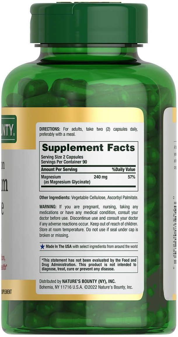 Nature\'s Bounty Nature\'s Bounty High Absorption Magnesium Glycinate 240mg 100 Capsules