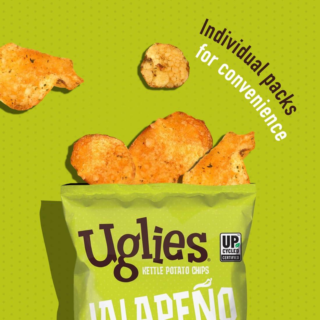Uglies UGLIES Jalapeno Kettle-Cooked Potato Chips, Gluten-Free Snacks, Kosher-Friendly Chips, Non-GMO Snacks for Kids or Office, Lunch Snacks, Individual Snack Packs, 2 Oz. Bags, Pack of 12