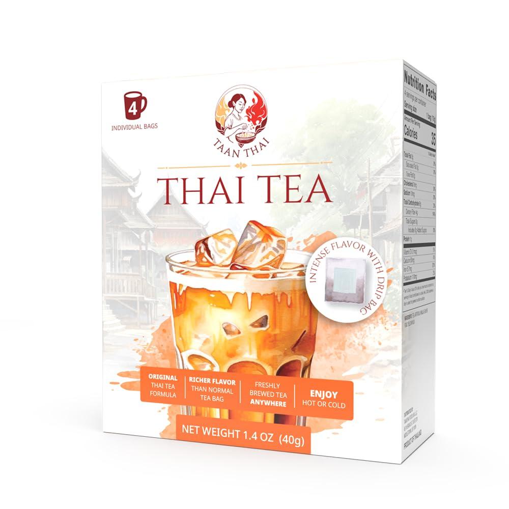 TAAN THAI TAAN THAI Thai Tea Drip Bags - 4 Drip Bags (Brewing 4-8 Cups) (Traditional)