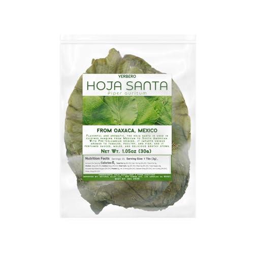 YERBERO Yerbero - Whole Premium Dried Hierba Santa Leaves 1.05 oz (30g) (25+ Leaves Per Bag) | Hoja De Hierba Santa Entera |100% Natural | Mexican Pepper Leaf Acuyo From Mexico | For use in Mexican Dishes, Tamales, Pozole, Carne Asada, Moles.