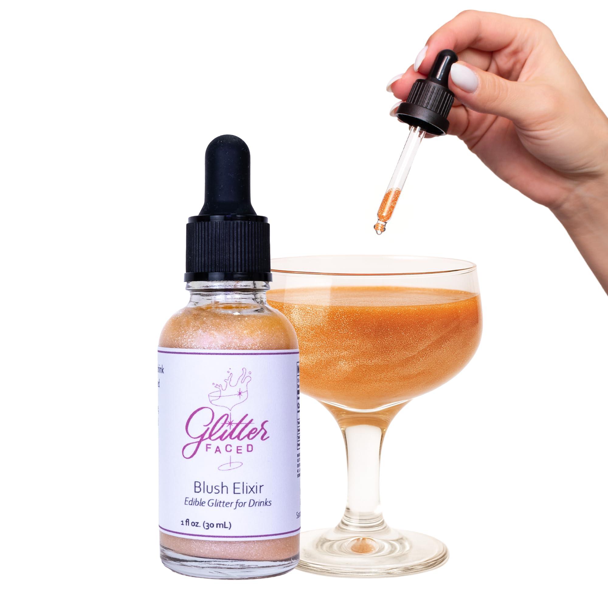 Glitter Faced Glitter Faced - Edible Glitter for Cocktails & Drinks - Mess-Free Glitter Drop, Food-Grade, 0 Cal, Sparkle Luster Dust, Drink Glitter for Enhanced Shine, Halloween or Christmas Party, 30ml (Blush)