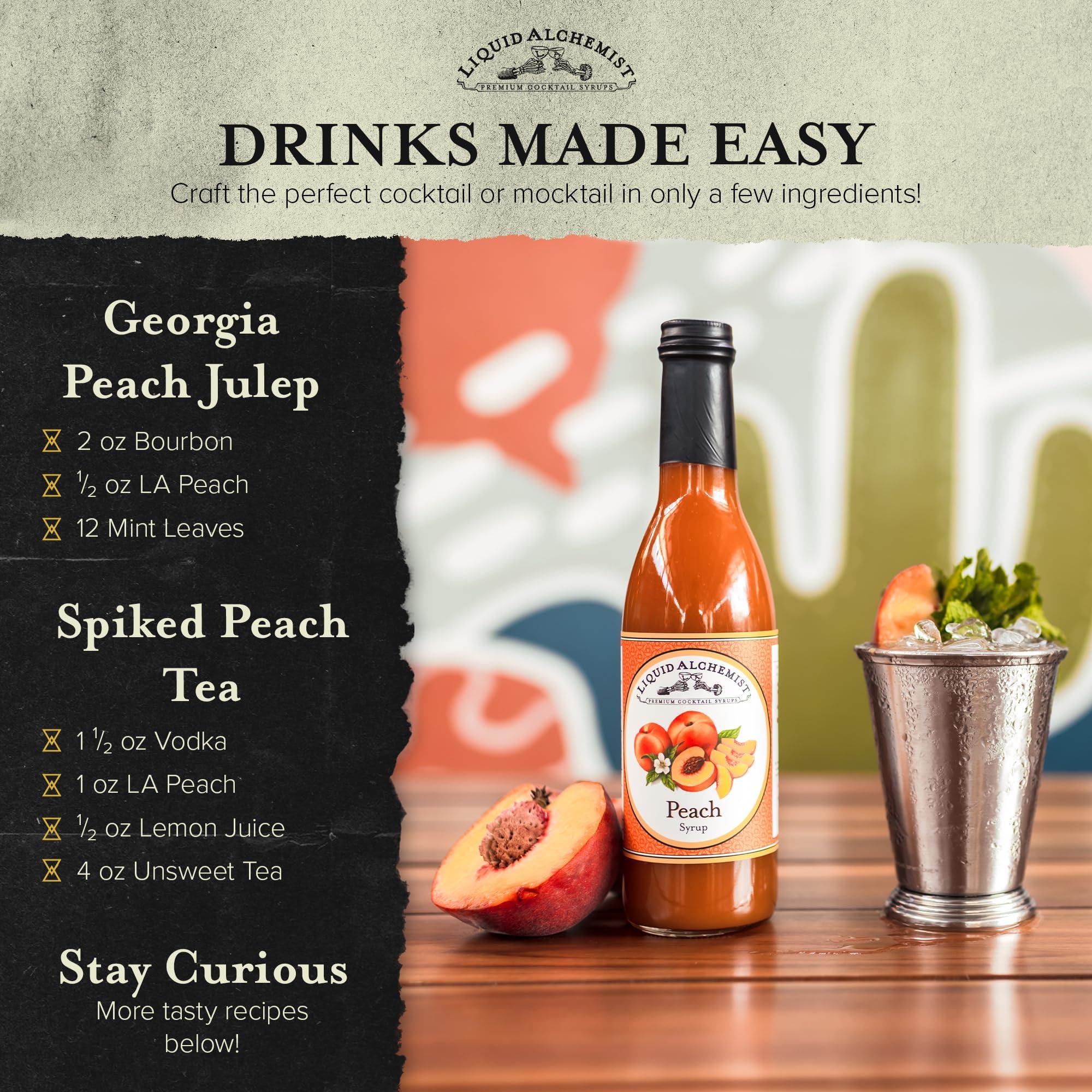 Liquid Alchemist Liquid Alchemist Peach Syrup for Drinks - Real Ingredients Make our Peach Puree for Cocktails a Perfect Peach Bellini Mix - Our Peach Flavoring Syrup is Non-GMO & Vegan - Peach Cocktail Syrup (25 oz)