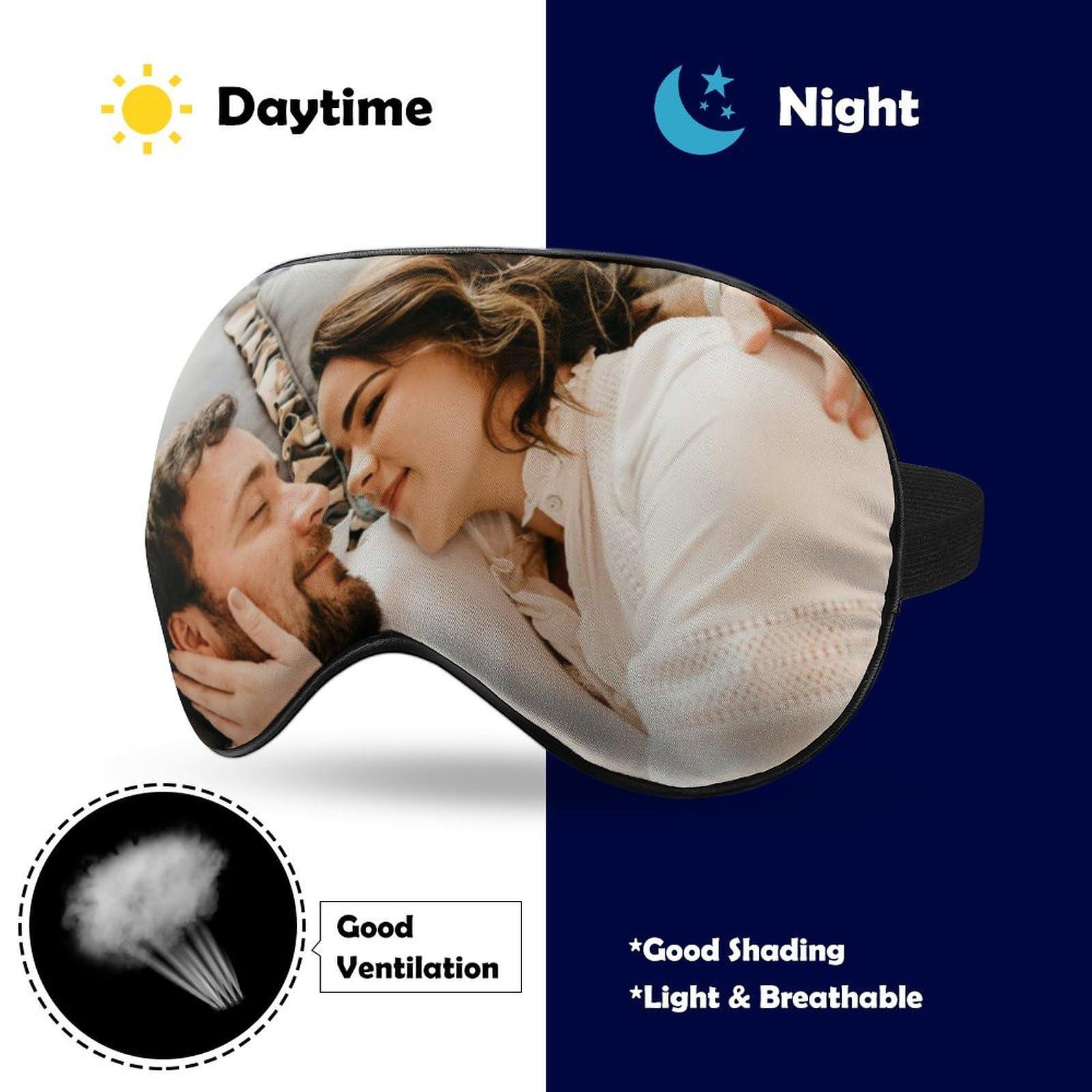 AMAPARK AMAPARK Custom Sleep Mask Add Your Own Design Personalized Photo Text Logo Soft Sleeping Masks for Men Women Wedding Anniversary Customized Gift, Blue Violet