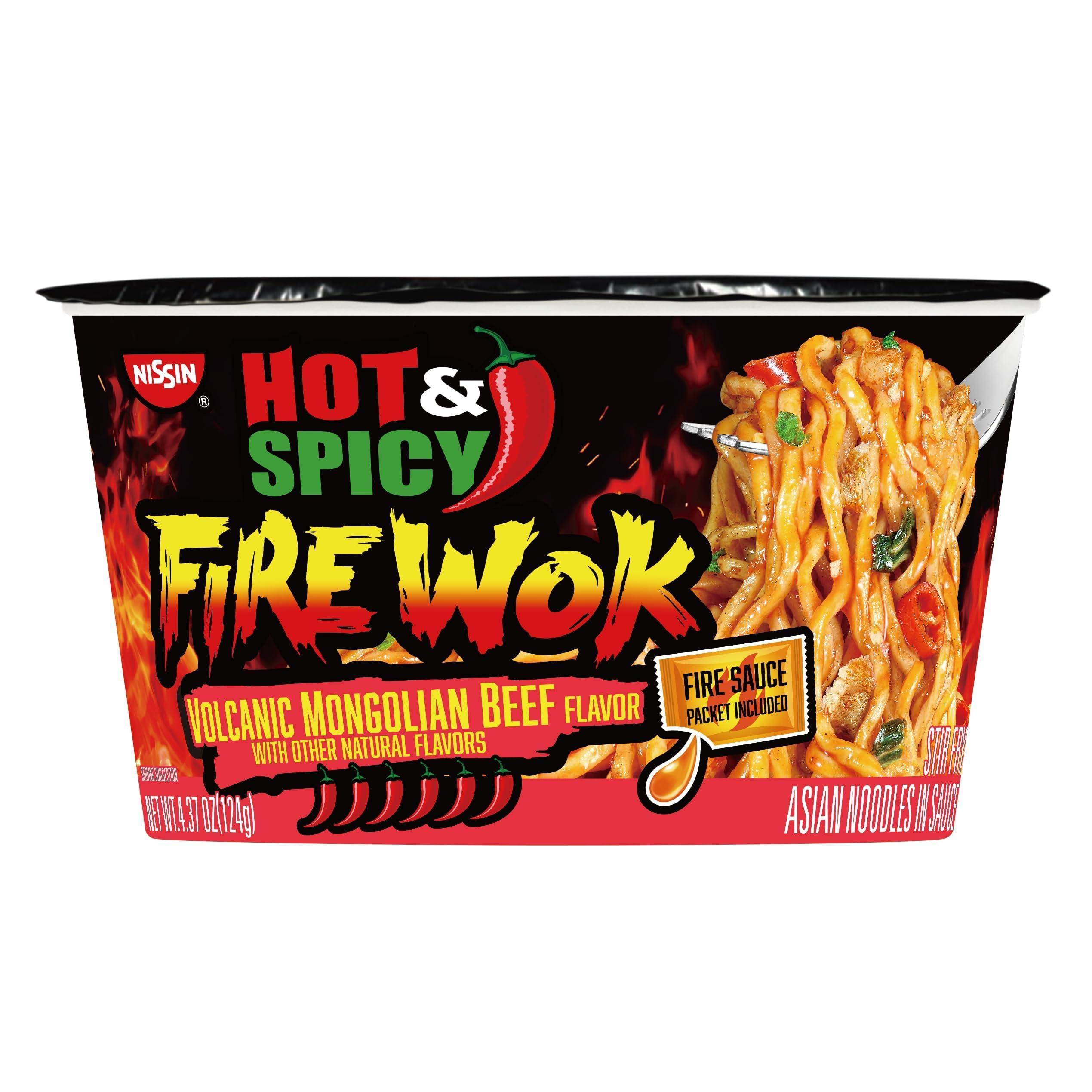 NISSIN Nissin Hot & Spicy Fire Wok, Volcanic Mongolian Beef, 4.37 Ounce (Pack of 6)