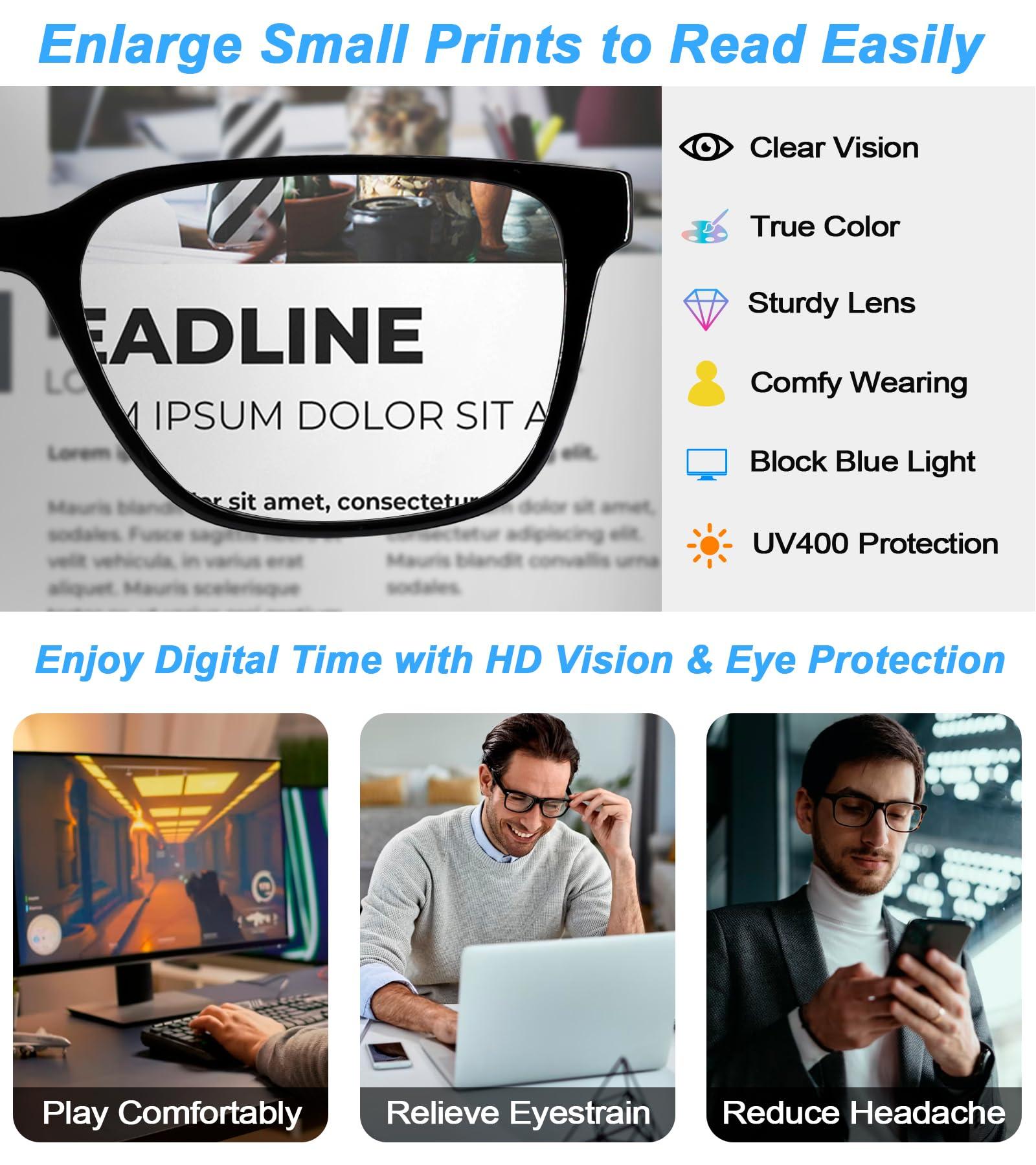 WEMOOTANTS WEMOOTANTS Mens Blue Light Blocking Reading Glasses Lightweight Square Readers 1.5 for Men 1.00 1.25 1.50 1.75 2.00 2.25 2.50 2.75 3.00 3.50 4.00 (Black 150)