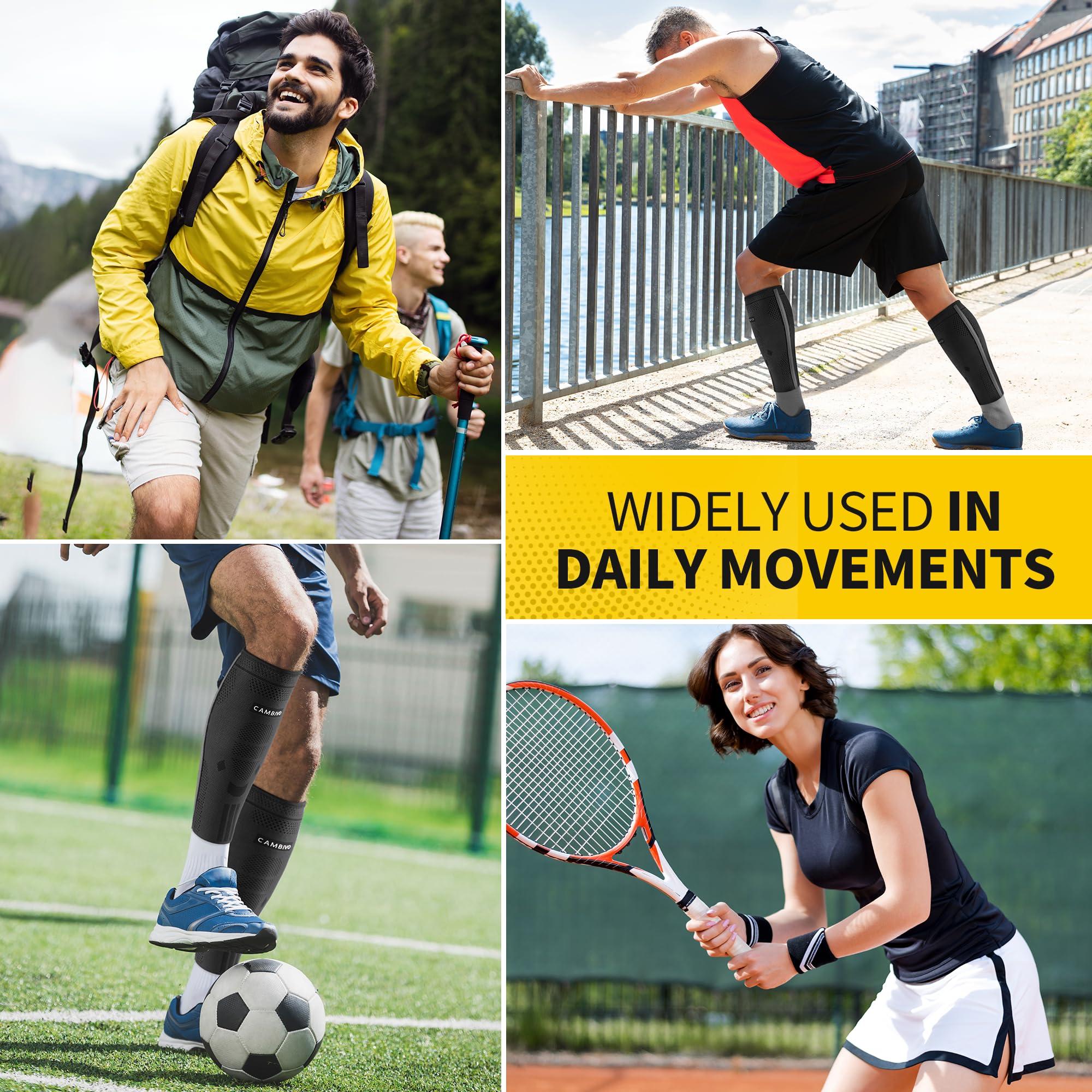 CAMBIVO CAMBIVO Calf Compression Sleeves with Side Stabilizers for Men & Women - Shin Splint Support, Leg Brace Guard for Running