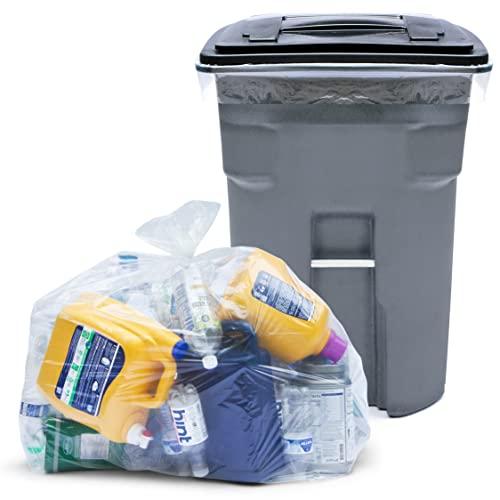 Tasker 95-96 Gallon Trash Bags, (Value Pack 50 Bags w/Ties) Extra Large Heavy Duty Clear Plastic Recycling Trash Bags, 90 Gallon, 95 Gallon, 96 Gallon, 100 Gallon (Clear)