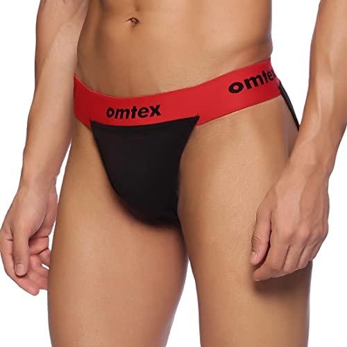 Omtex Omtex Rio Back Covered Supporter for Men with Cup Pocket, Ideal for Workout and Sports Quick Dry Moisture Wicking Underwear - Red - Large