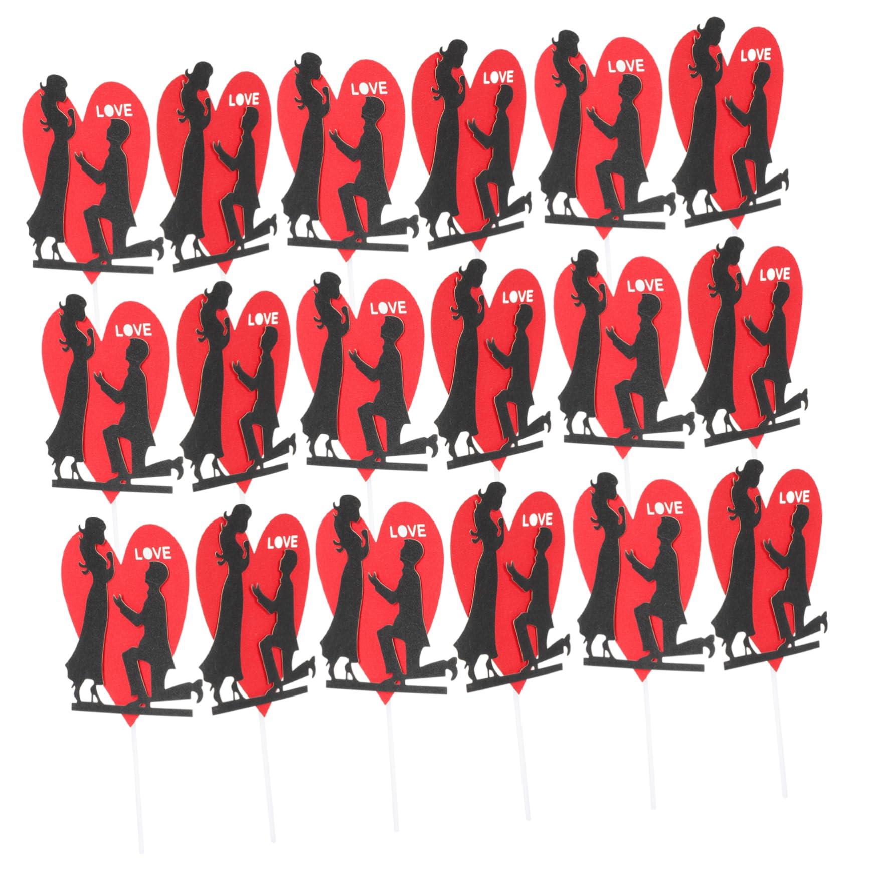 IMIKEYA IMIKEYA 66 Pcs Engagement Asl Heart Cake Topper Bride and Groom Couple Cake Picks Valentine Be Happy Love Cake Picks Wedding Cake Centerpiece Stick Funny Paper Proposal Romantic Bridegroom