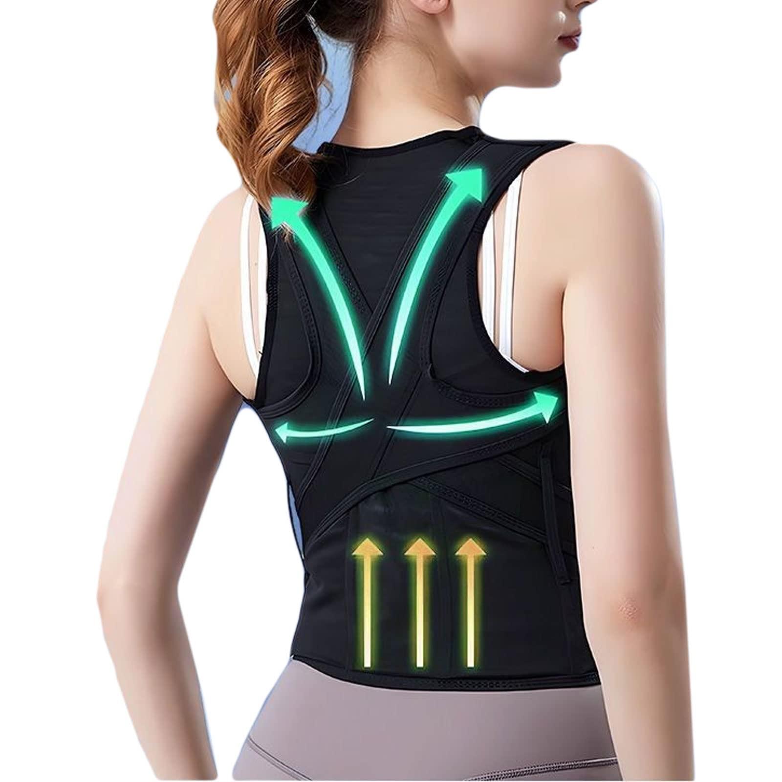 BAFAFA BAFAFA Adjustable Posture Back Brace for Upper And Lower Back Pain Relief Back Brace Posture Corrector Women And Men Lumbar Support,Black,XXL(60~70KG)