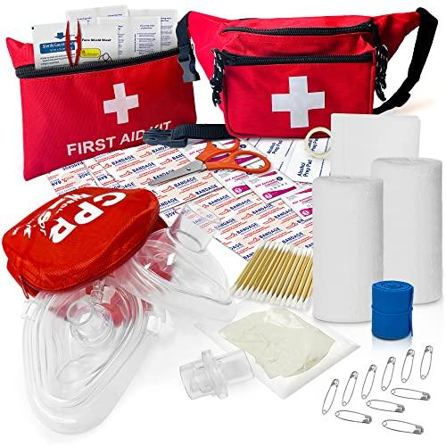 ASA TECHMED ASA TECHMED Lifeguard First Aid Kit - Includes Lifeguard Fanny Pack/Hip Pack, CPR Kit and 72-Piece First Aid Kit Red