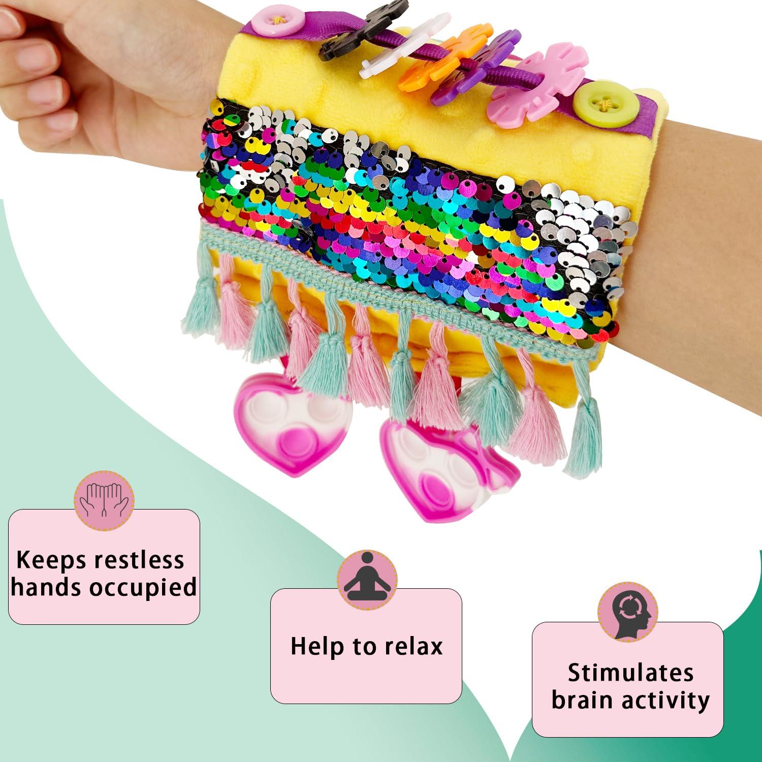 Okueejur Sensory Toys for Alzheimer Patients for Therapy and Anxiety Relief Autistic Dementia Sensory Toy Arm Pillow Fidget Wrist Cuff (Orange)