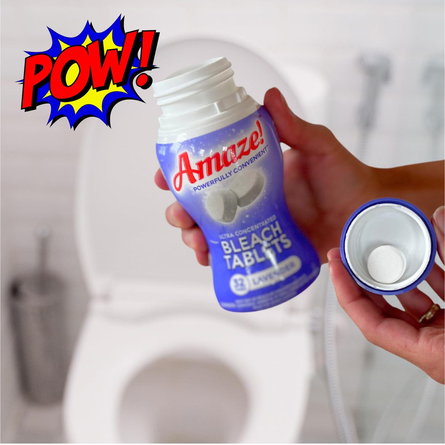 AMAZE AMAZE Ultra Concentrated Bleach Tablets [32 tablets] - Meadow Scent - for Laundry, Toilet, and Multipurpose Home Cleaning. No Splash Liquid Bleach Alternative