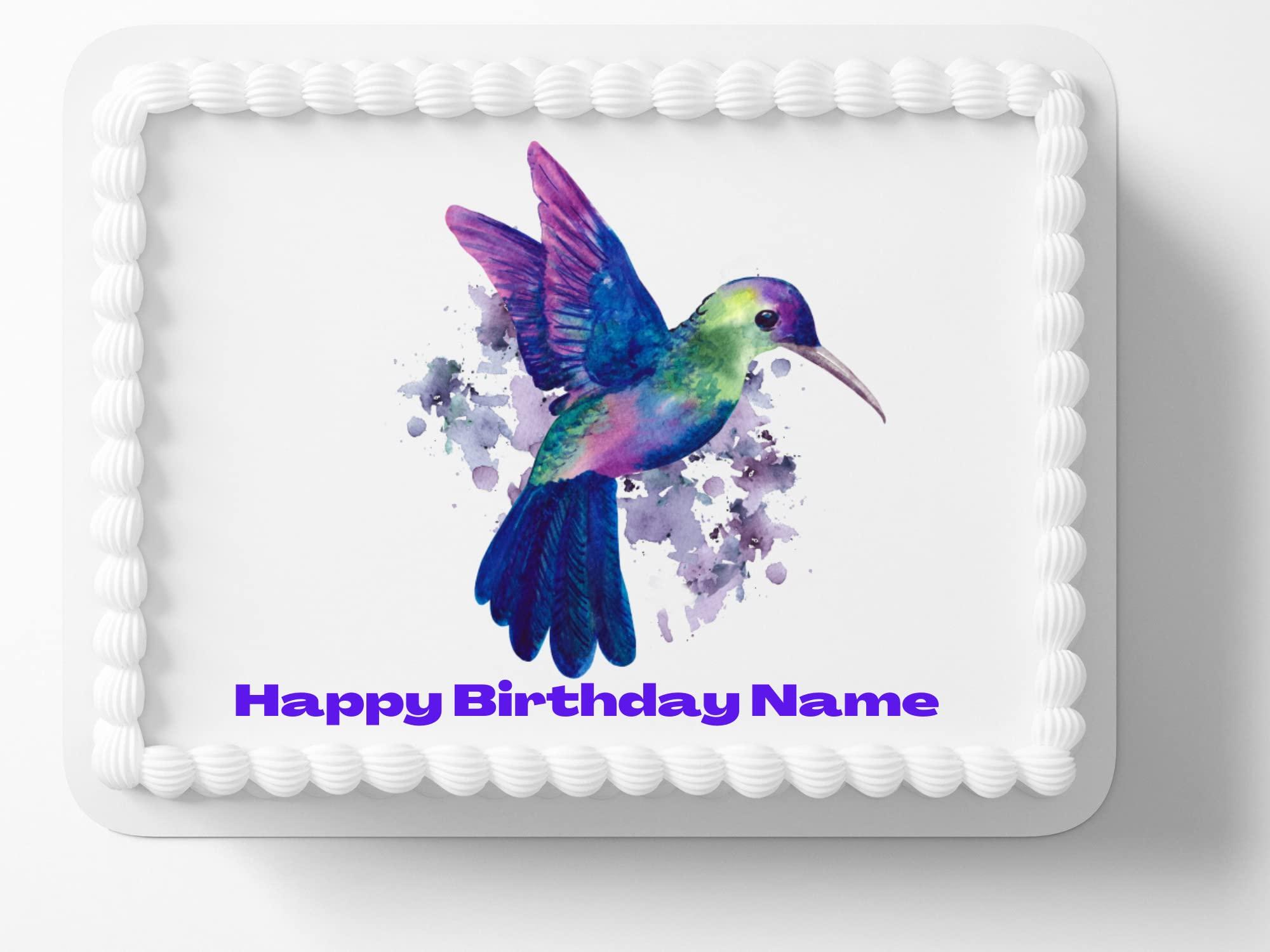kopy Hummingbird Hummingbirds Happy Birthday Edible Cake Topper Edible Cake Toppers Frosting Sheet Icing Paper Cake Decoration…