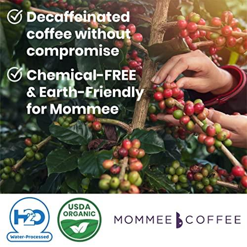 MOMMEE COFFEE Mommee Coffee Decaf Whole Bean Low Acid Coffee- 100% Arabica Organic Decaf Coffee Beans with Smooth Caramel Flavor - Natural Decaffeination Process - Medium Roast - 11 oz