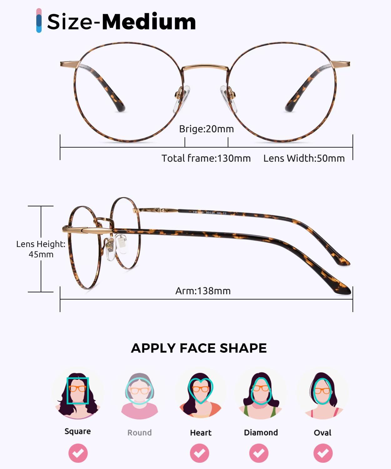 Firmoo Firmoo Blue Light Blocking Reading Glasses 2.0, Anti UV Glare Filter Lens, Tortoise Shell Mental Retro Round Readers for Women/Men
