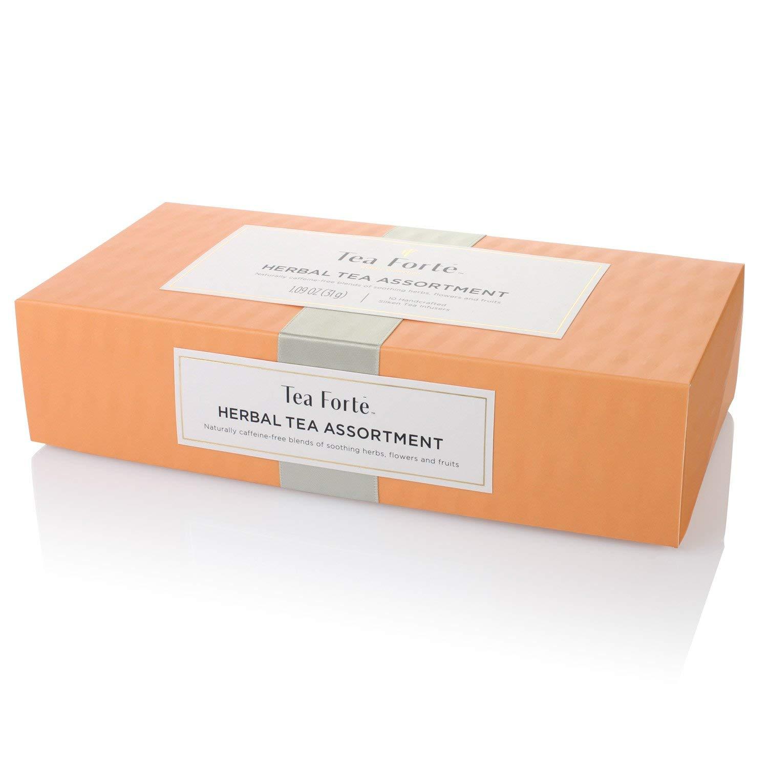 Tea Forte Tea Forte Herbal Tea Assortment, Petite Presentation Box, Sampler Gift Set With Handcrafted Pyramid Infusers, Naturally Caffeine Free, 10 Count (Pack of 1)