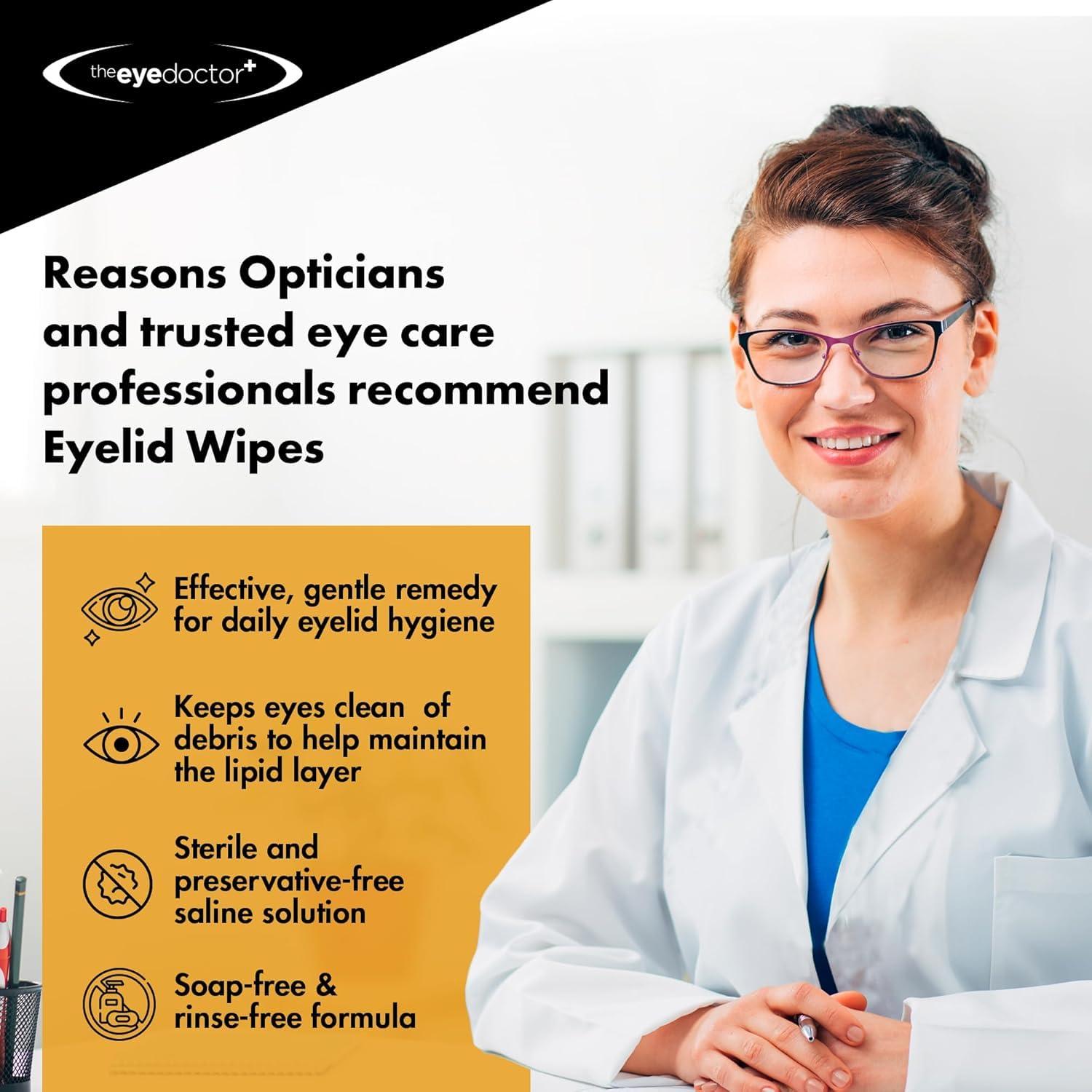 The Eye Doctor The Eye Doctor Eyelid Wipes – 40 X Single Use Lid Wipes for Eyes – Suitable for Sensitive Eyes, Detergent and Preservative Free Eye Wipes