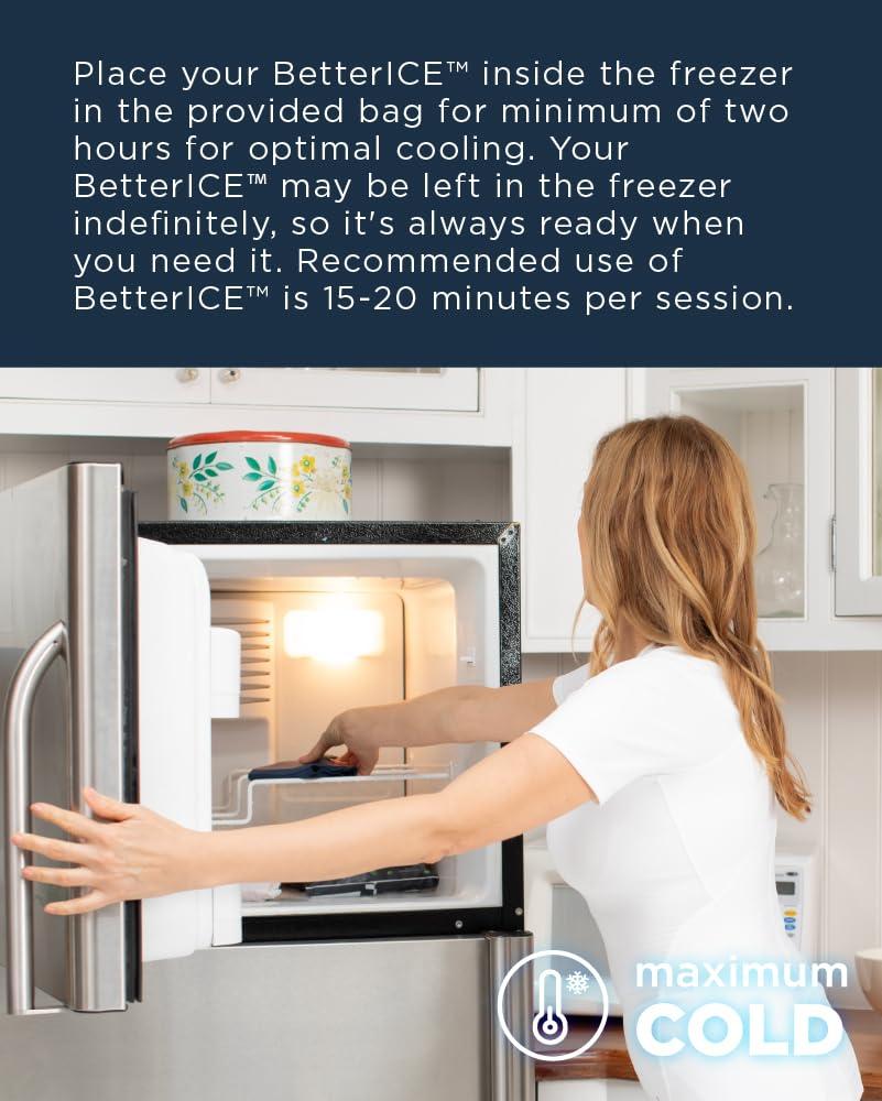 Tommie Copper Tommie Copper BetterICE Ice Pack for Knee - Reusable, Flexible, Leak-Free Gel Cold Compress - Dark Navy, Small