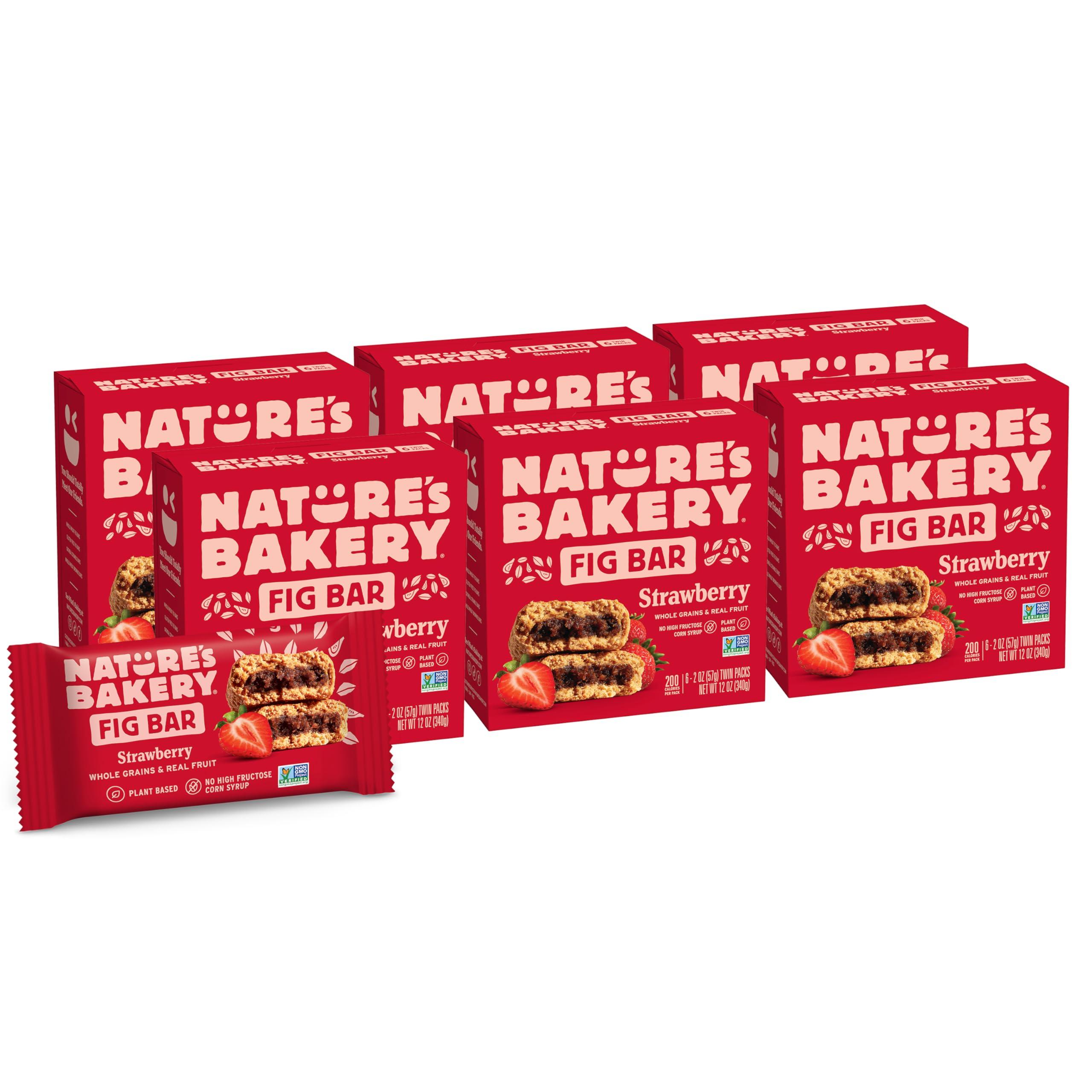 Nature's Bakery Nature’s Bakery Whole Wheat Fig Bars, Strawberry, Real Fruit, Vegan, Non-GMO, Snack bar, 6 boxes with 6 twin packs (36 twin packs)
