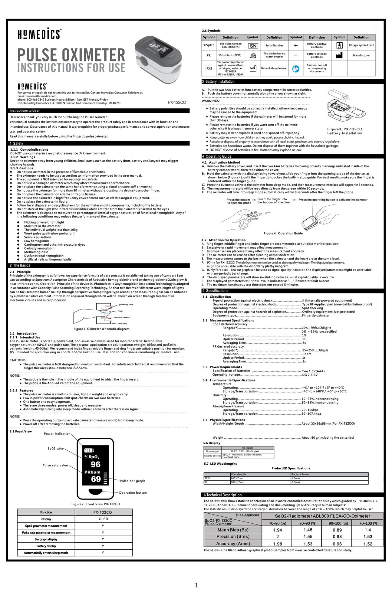 Homedics HoMedics Pulse Oximeter, Blood Oxygen Saturation Monitor with Easy One-Touch Operation, Fingertip Oximeter for Measuring Blood Oxygen and Pulse Rate
