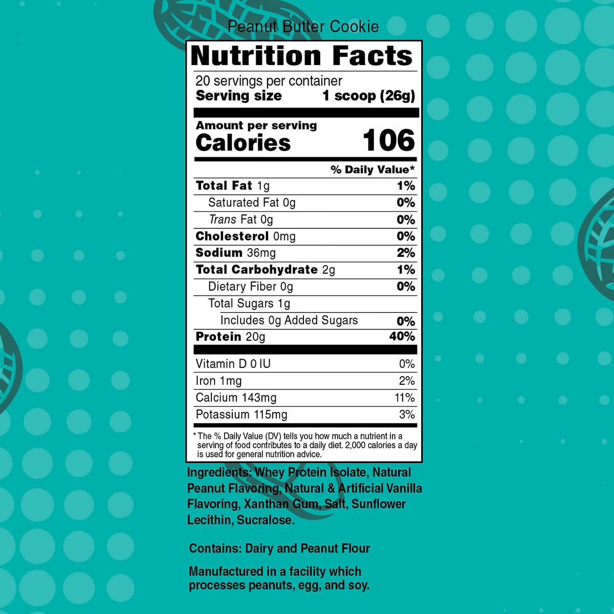Bariatric Eating Bariatric Eating Inspire Peanut Butter Cookie Whey Protein Isolate Powder (20 Servings)