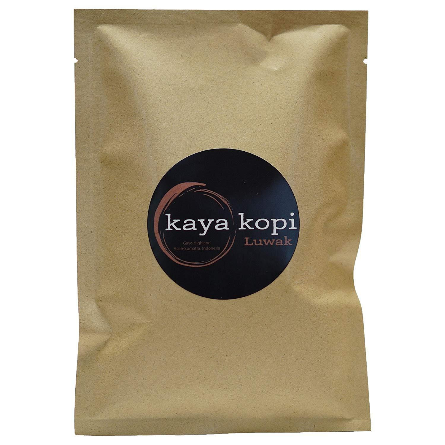 Kaya Kopi Premium Kaya Kopi Luwak From Indonesia Wild Palm Civets Arabica Coffee Beans, 16 Ounce Light Roast, Whole Bean